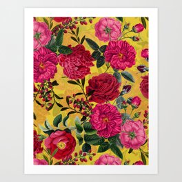 Vintage & Shabby Chic - Summer Tropical Roses Flower Garden Art Print