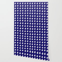 Navy Blue Paisley Polka Dot Pattern Wallpaper
