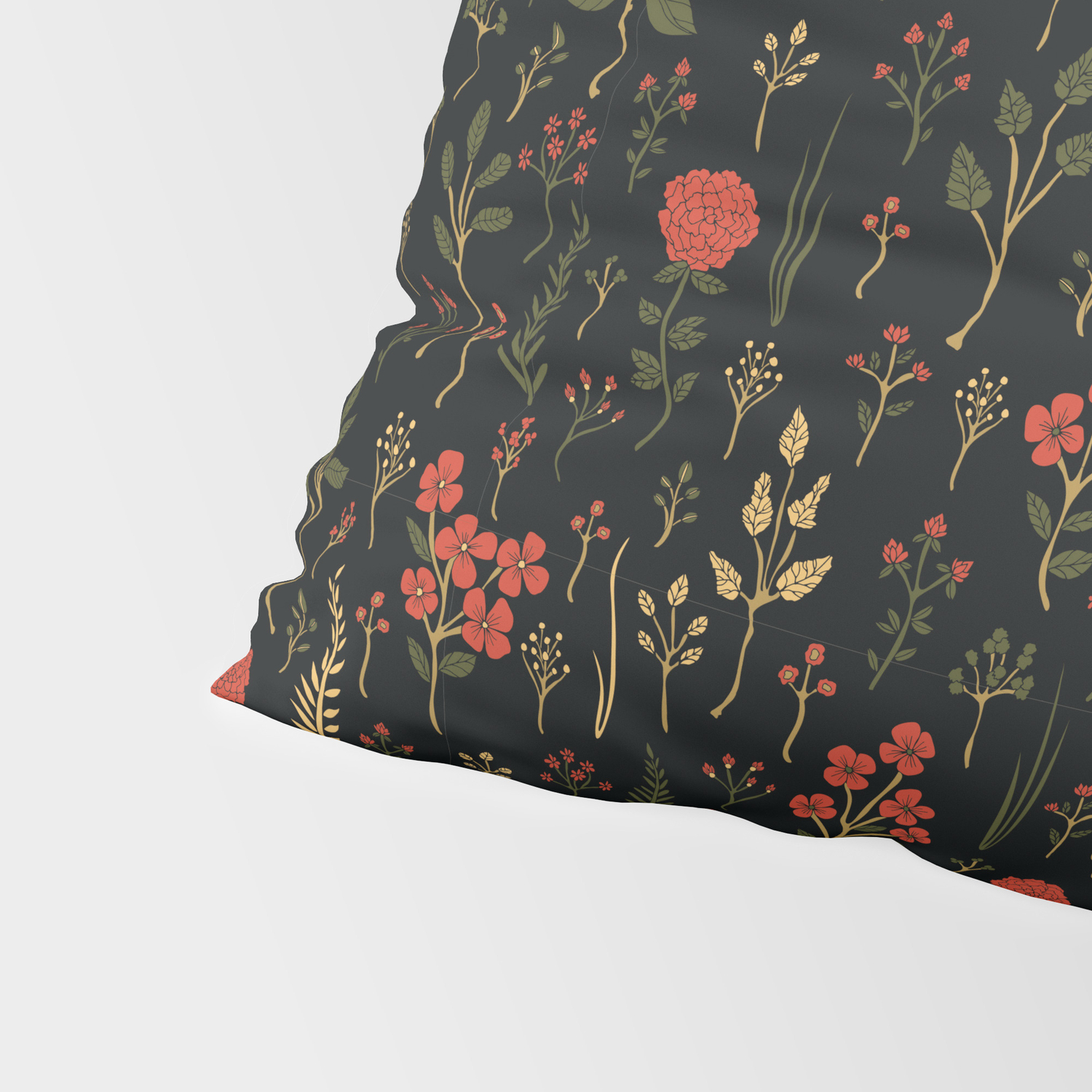 Red-Orange and Black Floral/Botanical Print by Beth Norton on Throw Pillow Society6 Green 