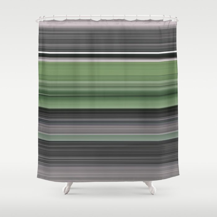 grey and green shower curtain