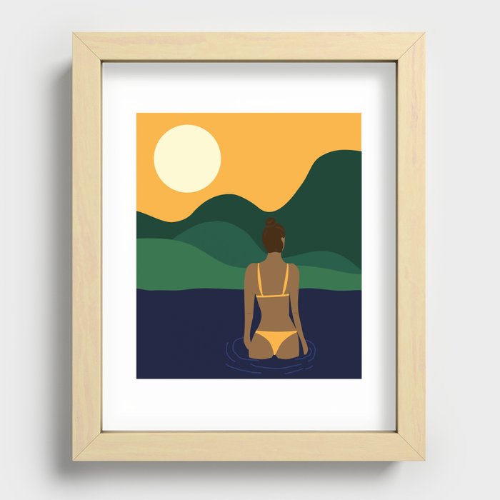 Sunset Lake Recessed Framed Print