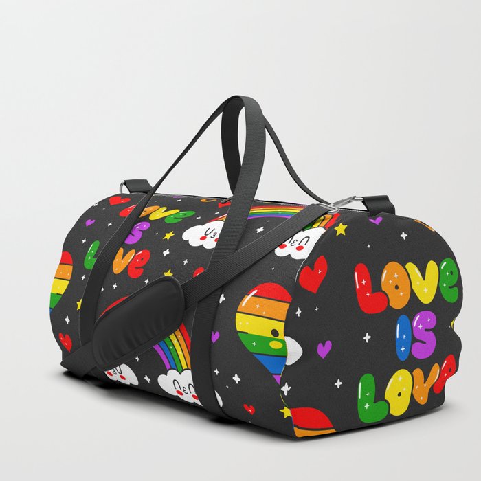Love is Love Rainbows and Cats Duffle Bag