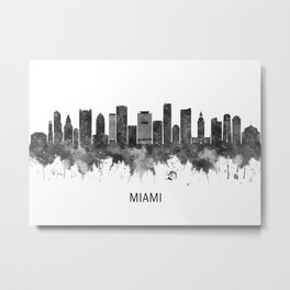 Miami Florida Skyline BW Metal Print