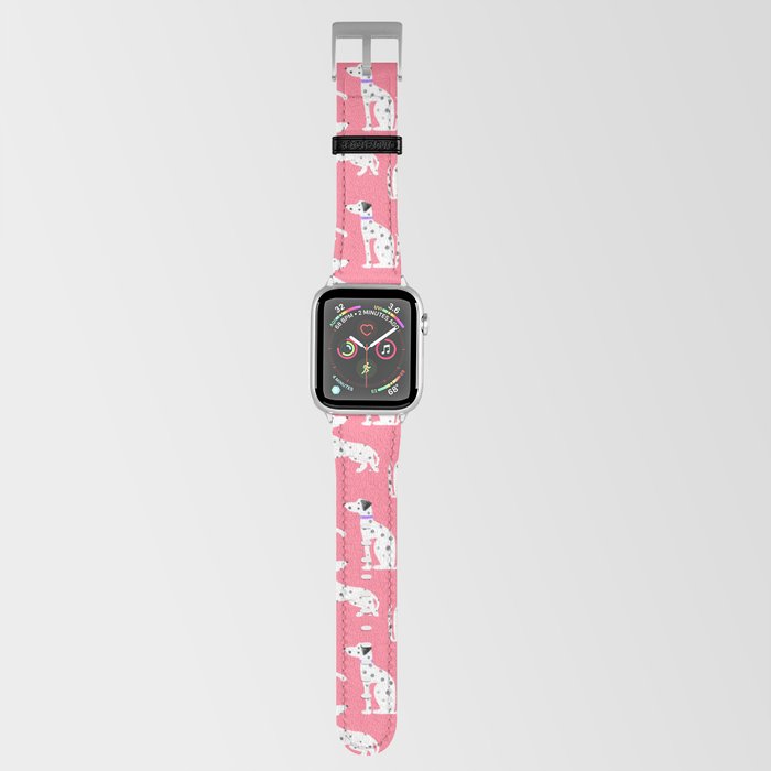 Watercolor Dalmatian Dog On Pink Apple Watch Band