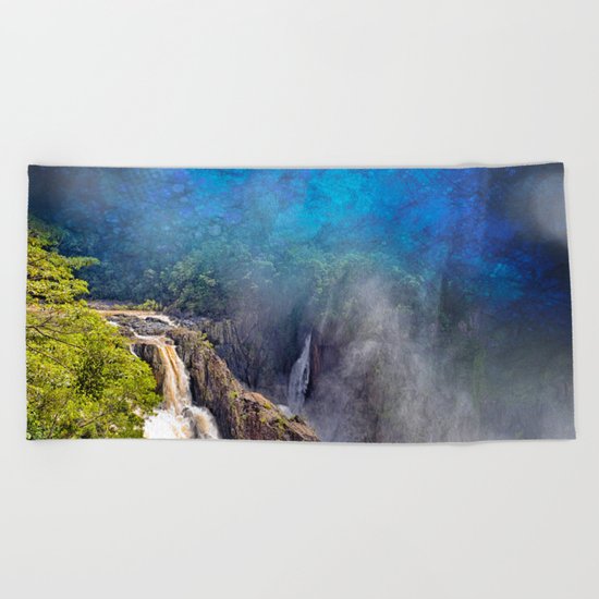 Wild waterfall in abstract Beach Towel