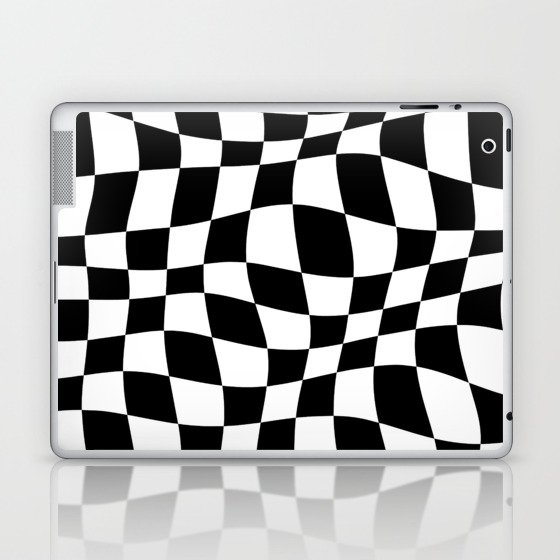 Warped Checkered Pattern (black/white) Laptop & iPad Skin