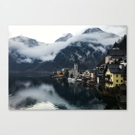 Village Near a Lake (Hallstatt, Austria) Canvas Print