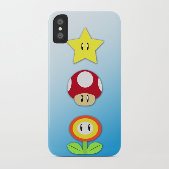 Super Mario Bros Star, Mushroom and Flower iPhone Case