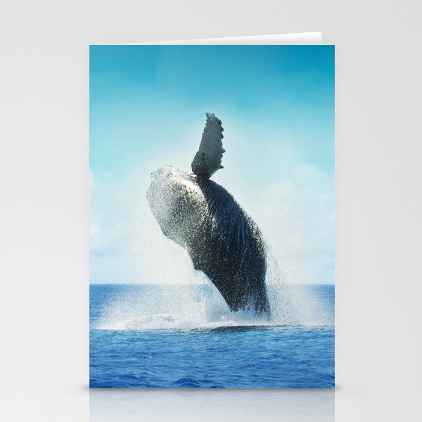 Mexico Photography - Big Whale Jumping Up From The Water Stationery Cards