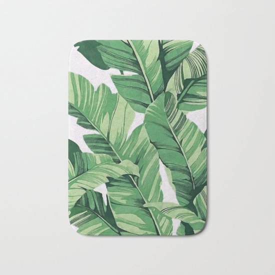 Tropical banana leaves V Bath Mat