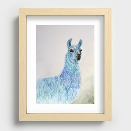 Blue llama Recessed Framed Print