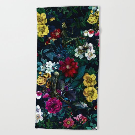 Flowers and Skeletons Beach Towel