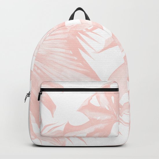 Tropical Leaves Pink and White Backpack
