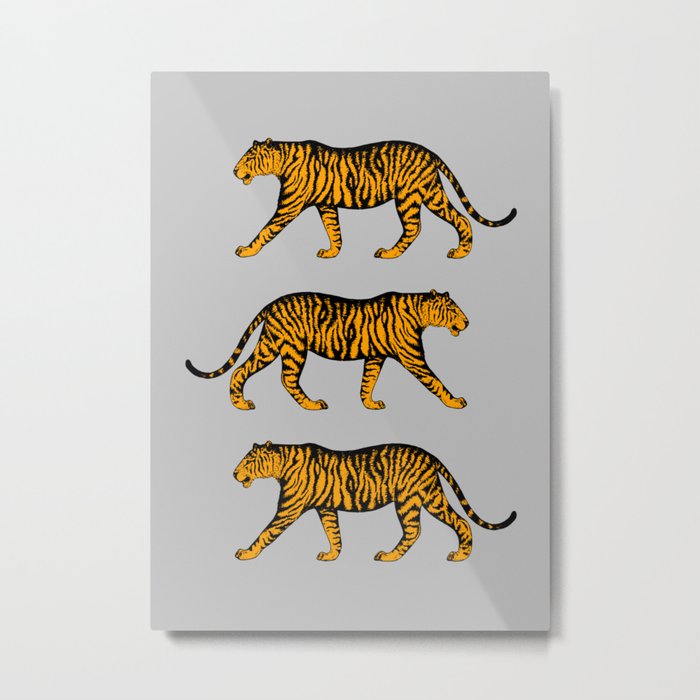 Tigers (Gray and Marigold) Metal Print