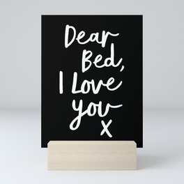 Dear Bed I Love You x typography poster kiss black-white design bedroom wall art home decor Mini Art Print