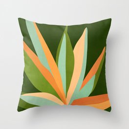Colorful Agave Painted Cactus Illustration Throw Pillow