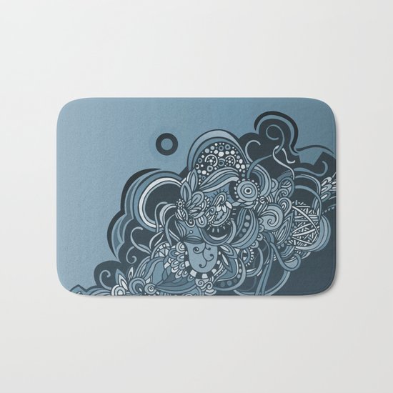 Detailed diagonal tangle, blue Bath Mat