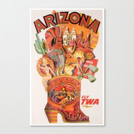 Vintage Travel Poster Fly TWA Arizona Canvas Print