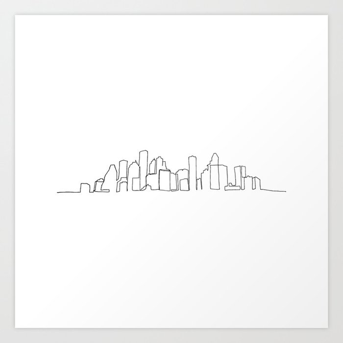 Houston Skyline Drawing Art Print By Emilydesantis Society6