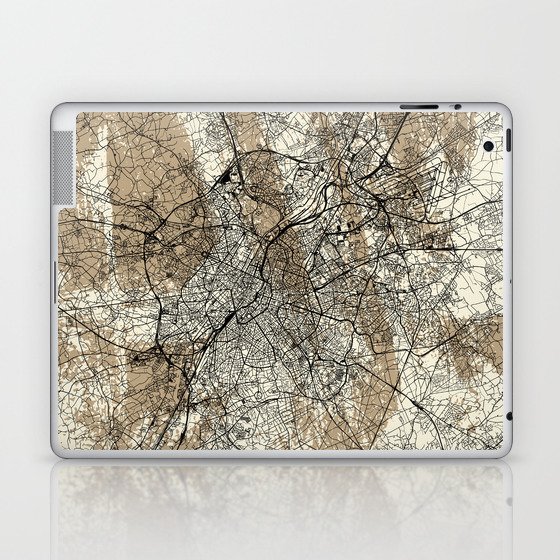Brussels, Belgium - Artistic Map Art Print Laptop & iPad Skin