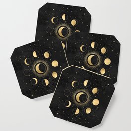 Gold Moon Phases  Coaster