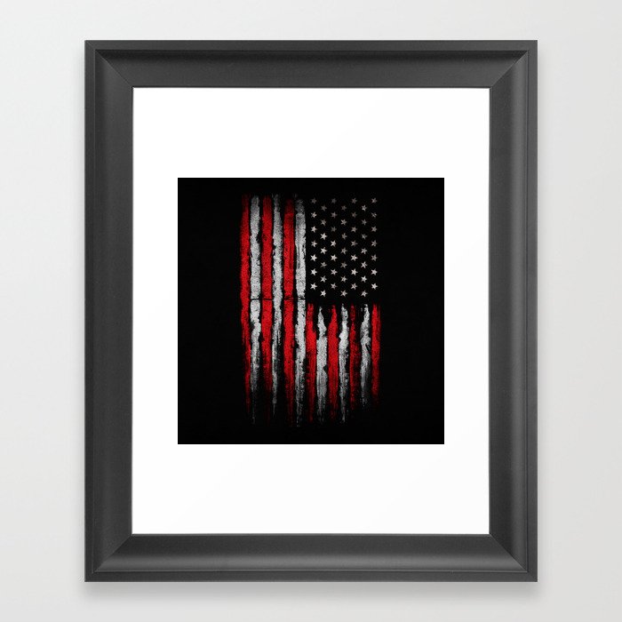 Red & white Grunge American flag Framed Art Print