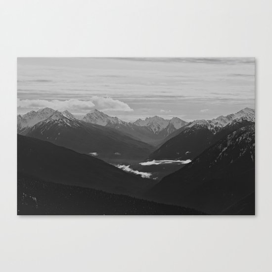 Mountain Landscape Black and White Canvas Print