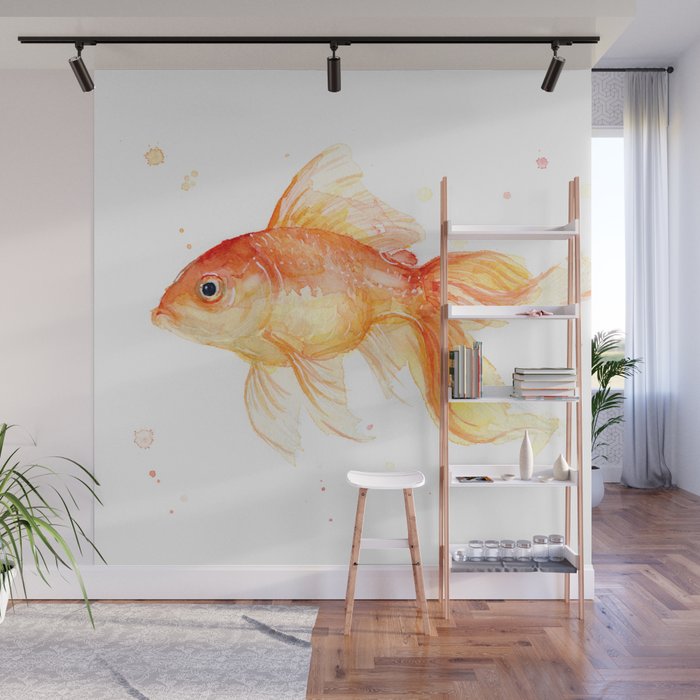 Goldfish Watercolor Fish Wall Mural