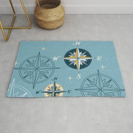 Travel by Compass - Nautical Blue Area & Throw Rug