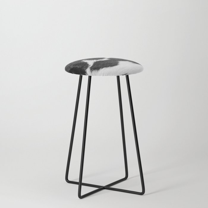 Modern Minimal Cowhide in Black and White Counter Stool