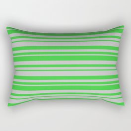 [ Thumbnail: Lime Green & Grey Colored Lined/Striped Pattern Rectangular Pillow ]