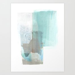 Glacial - Turqoise Blue and Brown Abstract Watercolor Painting Art Print