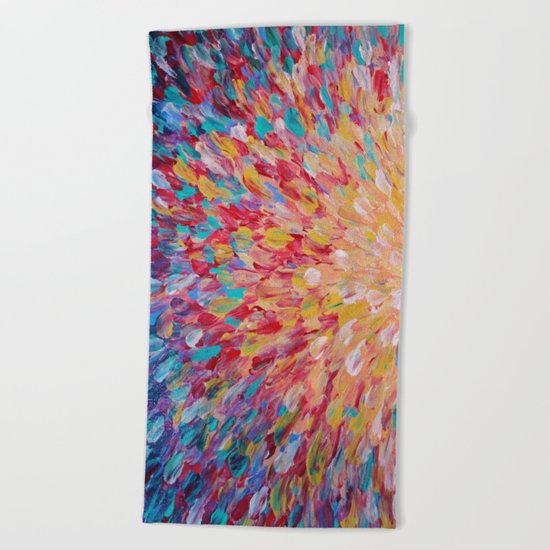 SPLASH - WOW Dash of Cheerful Color, Bold Water Waves Theme, Nature Lovers Modern Abstract Decor Beach Towel