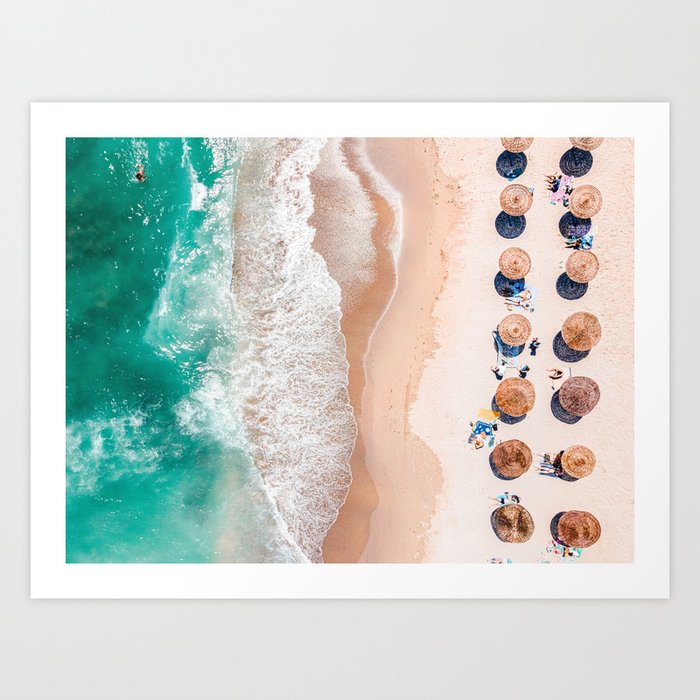 Aerial Beach Print, Emerald Turquoise Ocean Beach Photography, Aerial Photography, Ocean Waves, Beach Art Poster, Home Decor Art Print Art Print
