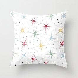 Colorful Atomic Starburst Mid Century Pattern Throw Pillow