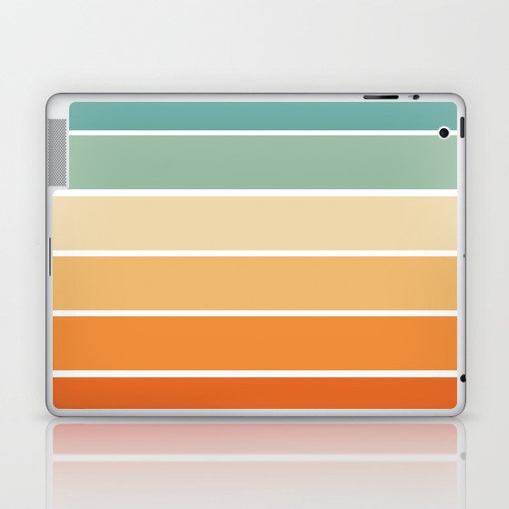 Retro rainbow palette stripes 70s on white 2 Laptop & iPad Skin