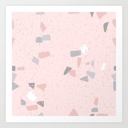 Blush terrazzo with gray and white spots Art Print