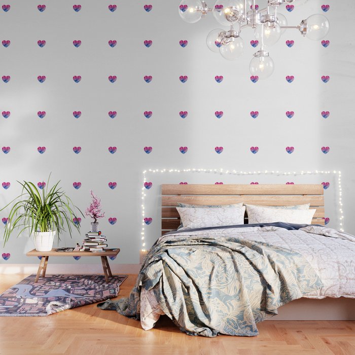 Gay Pride LGBT Bisexual Bi Painted Heart design Wallpaper by Phoxy Design |  Society6