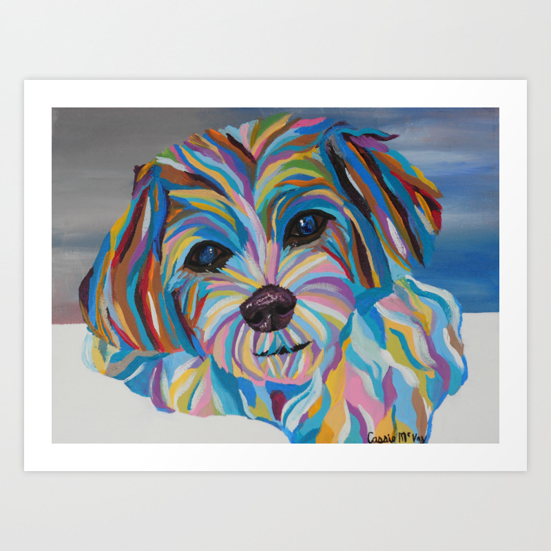 Colorful Shih Tzu Painting Art Print By Colorfulpetpainting Society6