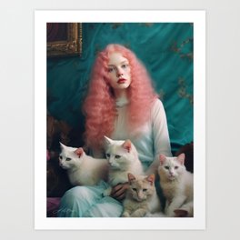 Le Blanche 50 Beauty and cats Art Print