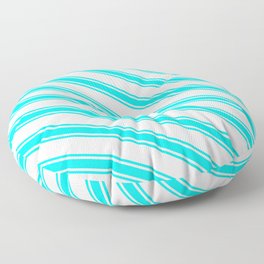 [ Thumbnail: Mint Cream & Aqua Colored Lined/Striped Pattern Floor Pillow ]