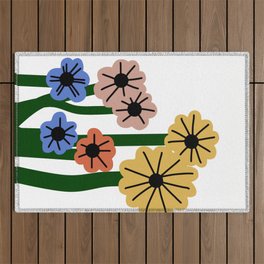Whimsical flower fun day Outdoor Rug