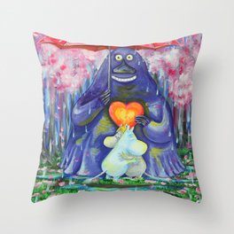 Groke in spring Throw Pillow