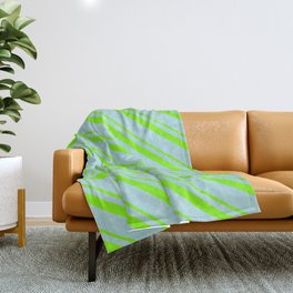 [ Thumbnail: Chartreuse & Powder Blue Colored Lined Pattern Throw Blanket ]