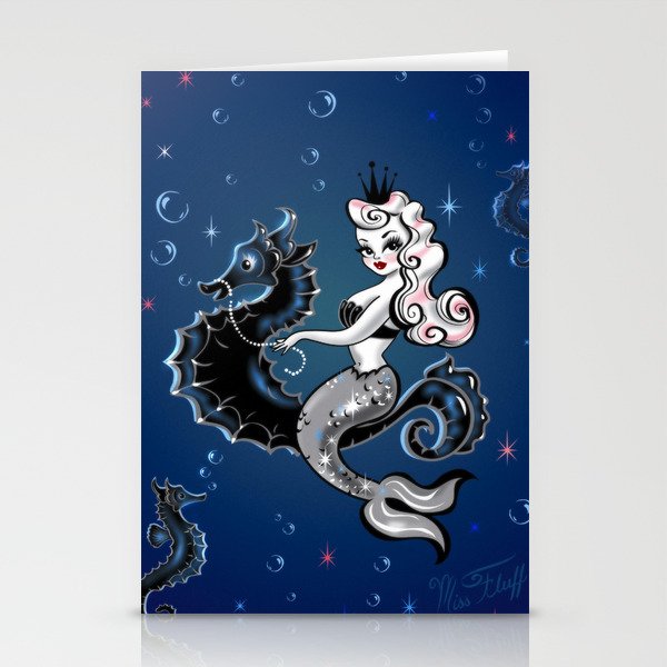 Pearla the Mermaid Riding on a Seahorse Stationery Cards