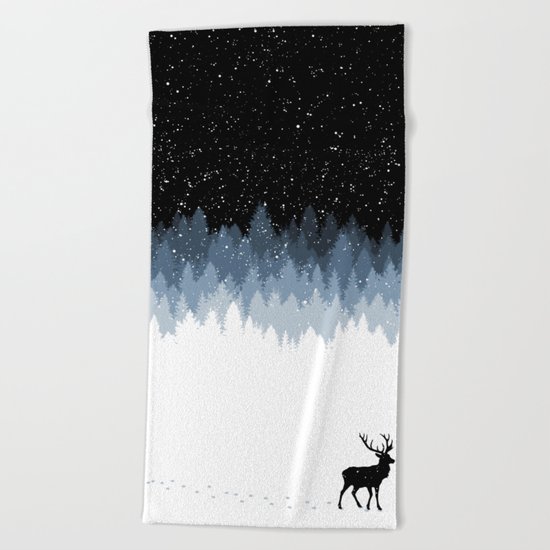Winter Night Beach Towel