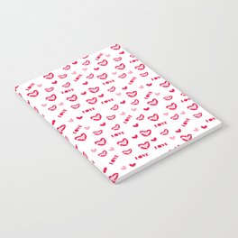 Love pattern. Red whis pink colors Notebook