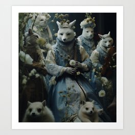 A Gathering in Blue in White Art Print