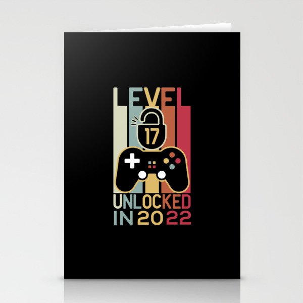 Level 17 unlocked in 2022 gamer 17th birthday gift Stationery Cards
