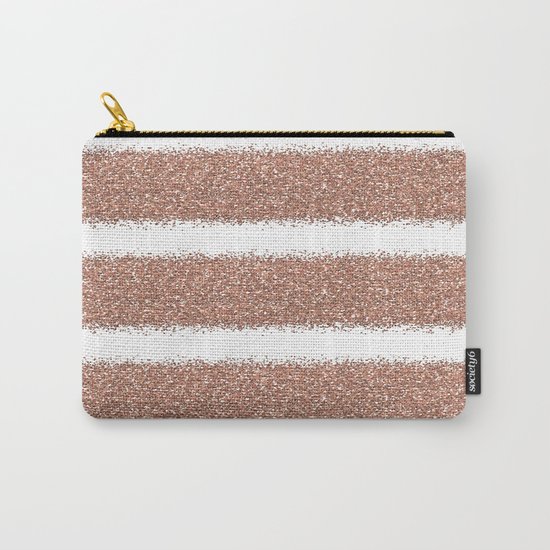 Rose gold glitter stripes Carry-All Pouch